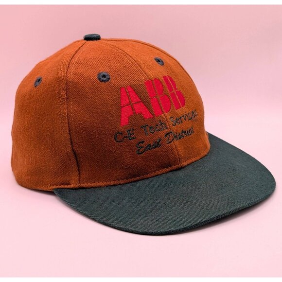 Vintage ABB Robotics C-E Tech Services Strap Back Hat Cap VTG Otto Brown Green
